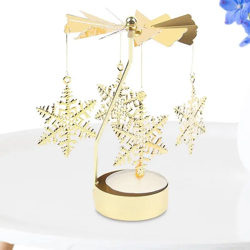 Metal Rotating Candle Holder Christmas Angel Rotating Candle Holder Dinner Party Wedding Party Candle Holder Decoration Gifts