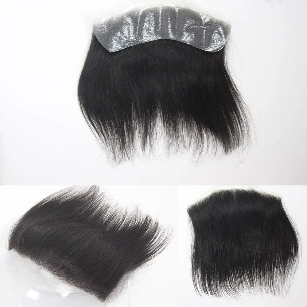 Frontal Hairpiece For Women Human Hair Extensions Forehead Hairline PU Skin Toppers Hair Replacement Toupee For Men
