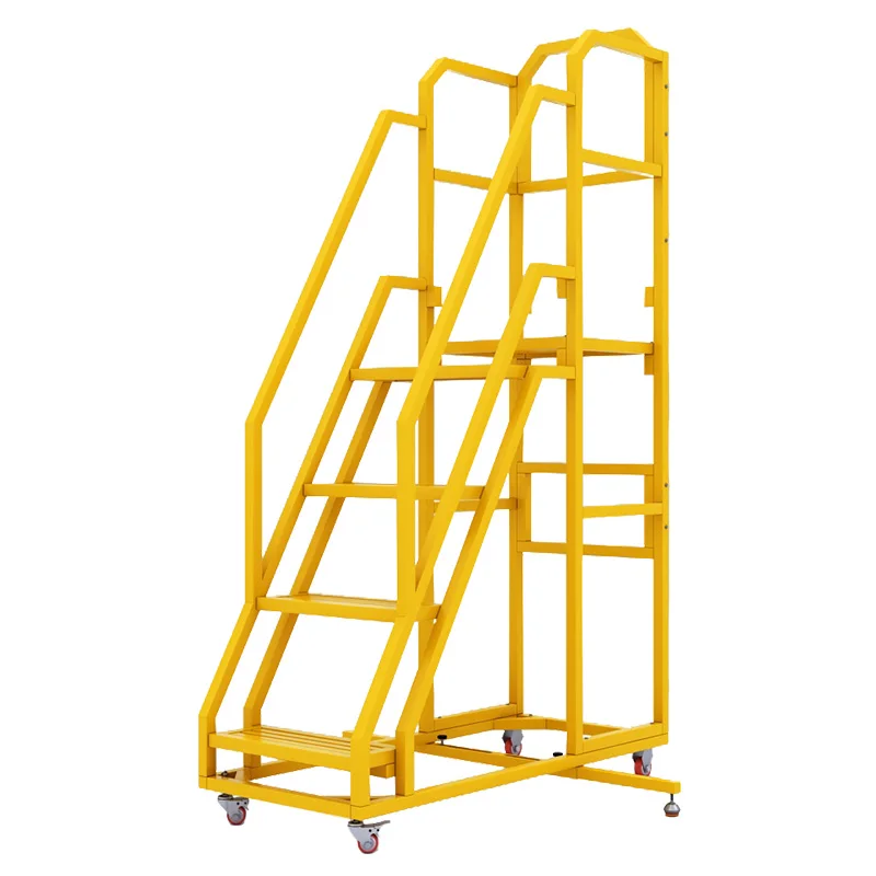 منصة متنقلة سلم صناعي درابزين من الفولاذ المقاوم للصدأ سلم متعرج سلم قابل للطي البراز مستودع الهندسة Climbin #1