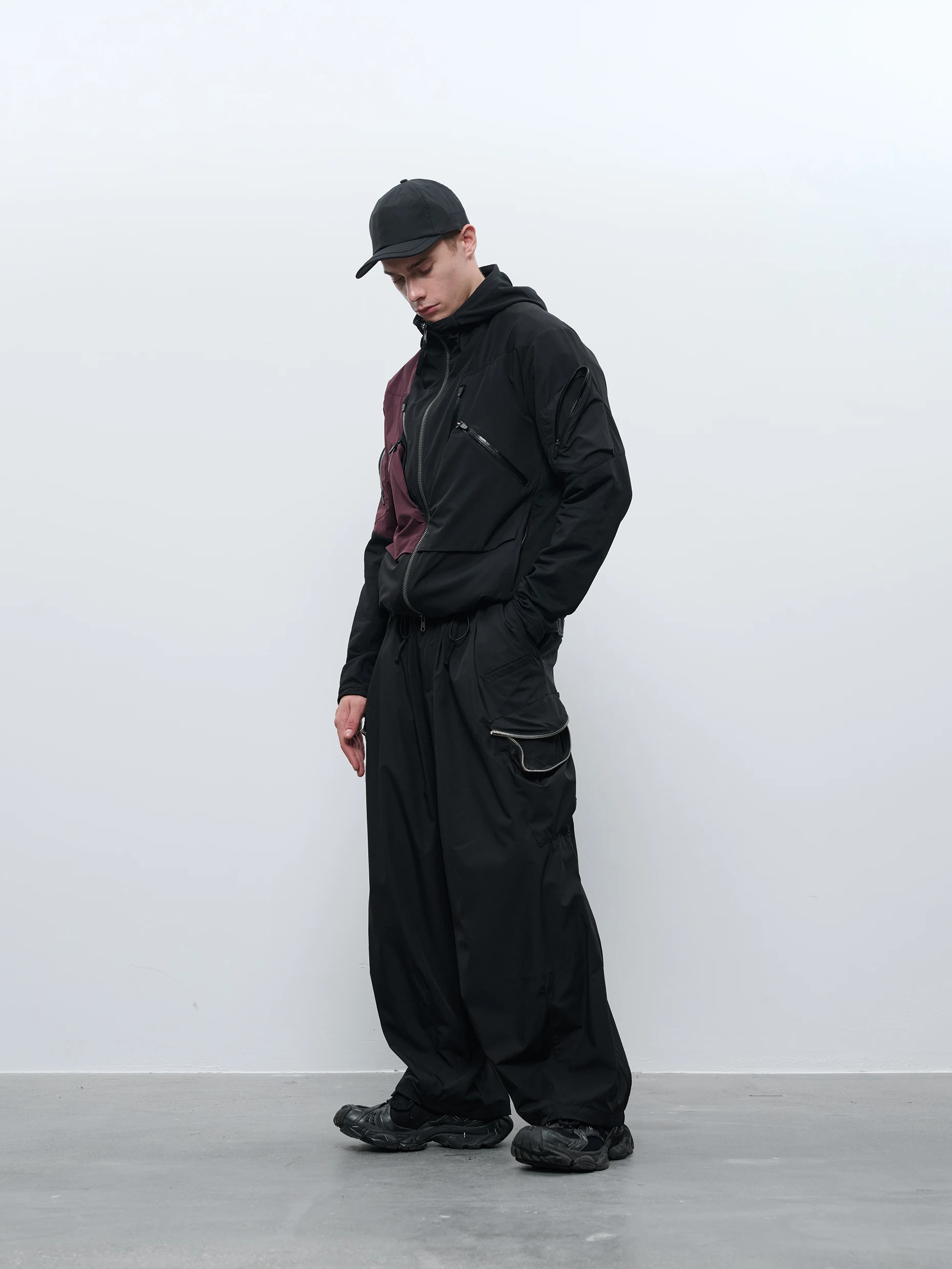 INCONSTANT 25AW P16E-BLK multi pocket cargo pants Black Avant-Garde Fashion streetwear workwear Loose trousers