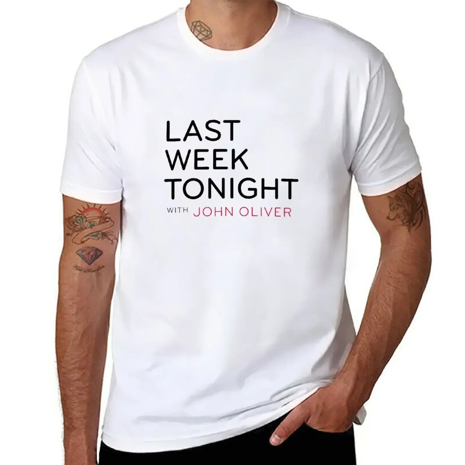 Vintage Clothes Slim Fit T Shirts for Men Last Week Tonight with John Oliver (Large) T-ShirtClothing Graphic T Shirts Oversized