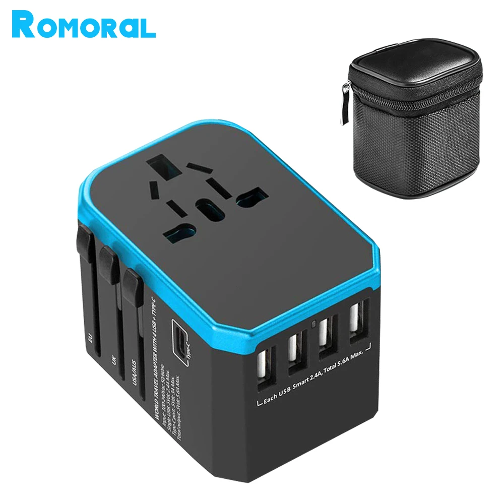 

2000W Universal Converter Travel Charger Power Adapter With USB Ports 5.6A Smart Phone Fast Charging Worldwide Conversion Plug