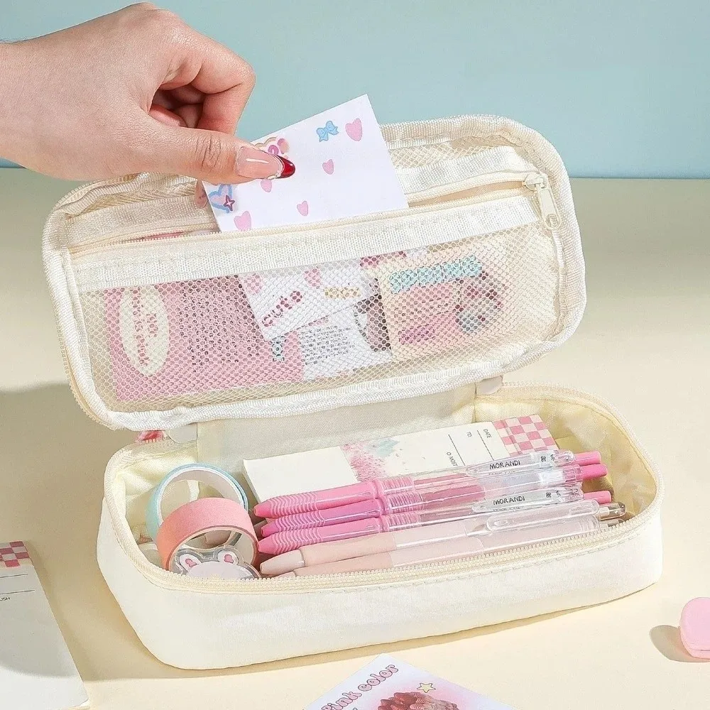 Rabbit Bunny Dots Pencil Case Star Y2K Print Korean Style Pen Bag Desktop Storage Large Capacity Cartoon Pencil Pouch Children