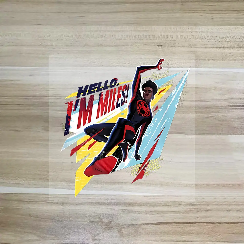 Spiderman Miles Morales Patches Heat Transfer Stickers for Shirt Clothing Marvels Patch for Clothes Backpack Boy Girl Decor DIY