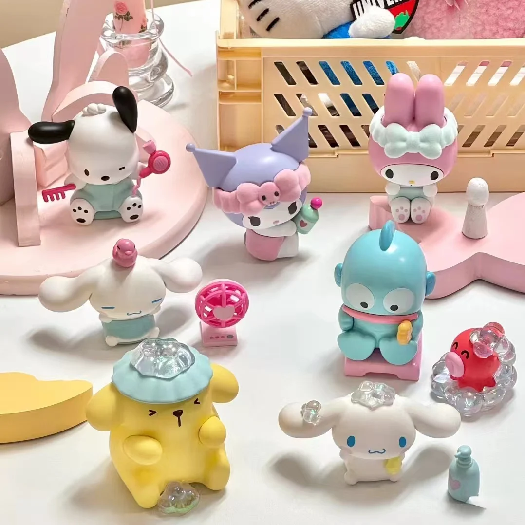 New mystery box Genuine Miniso Blind Box Sanrio Bathing Time Series Trendy Play Doll Car Interior Girl Room Decoration Gift