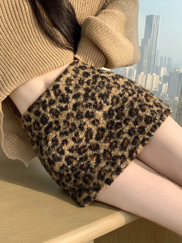 Y2K Leopard Mini Skirt Women Streetwear Hottie High Waist A Line Slim Fit Skirts Spring Fall Vintage Harajuku Casual Sexy Skirt
