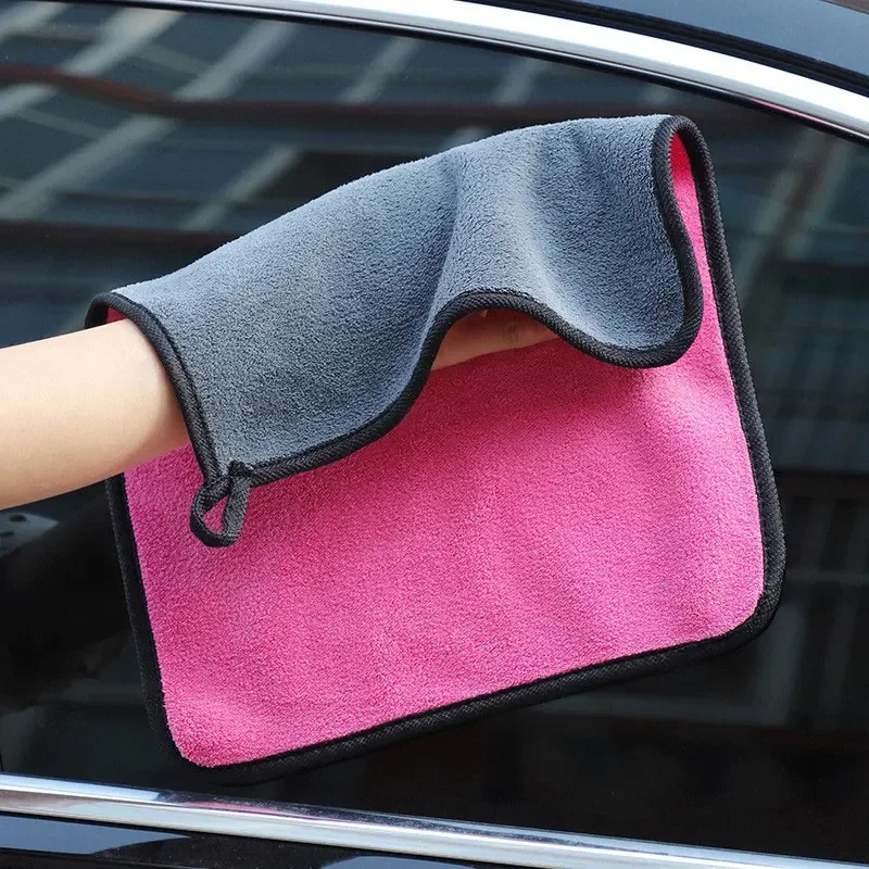 Car Wash Towel Wipe Car Cloth Thickened Water Absorption Not Hair Drop Two-color Double-sided Coral Velvet Cleaning Cloth