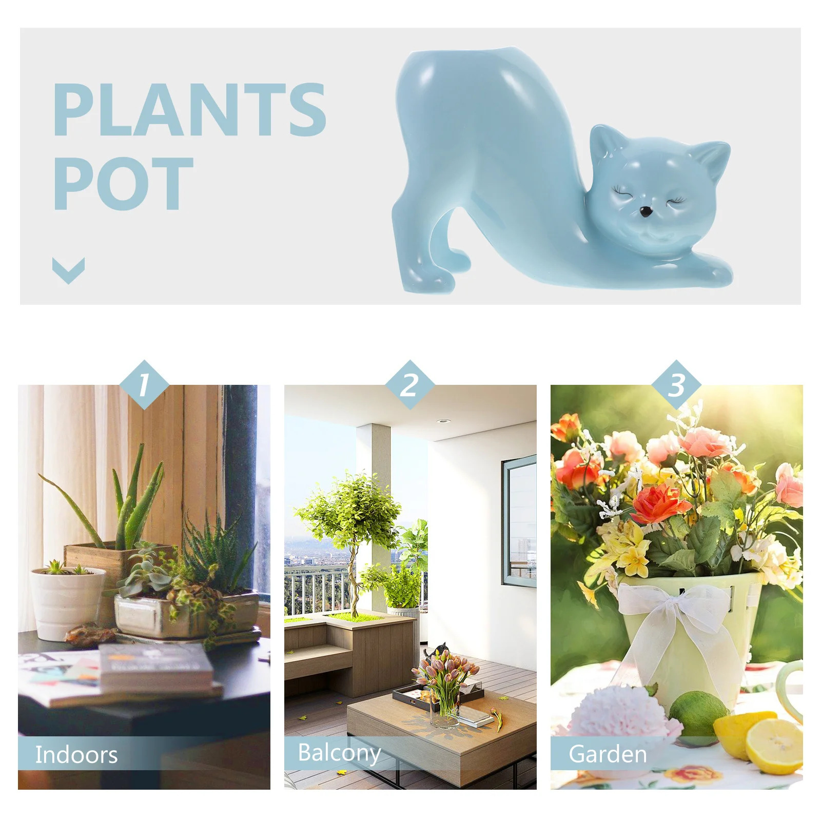 

Small Cat Shaped Ceramic Flower Pot Cute Animal Planter for Succulents Cactus Plants Indoor Outdoor Garden Decoration