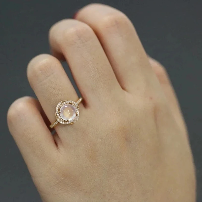 Women's Noble Engagement Ring with Imitation Moonstone