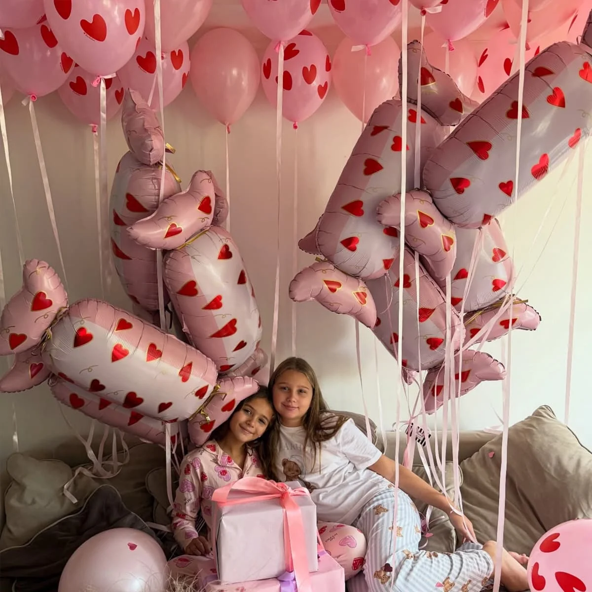Globos de papel de aluminio en forma de caramelo con globos de caramelo impresos en forma de corazón para ducha, fiesta de cumpleaños, decoración de boda