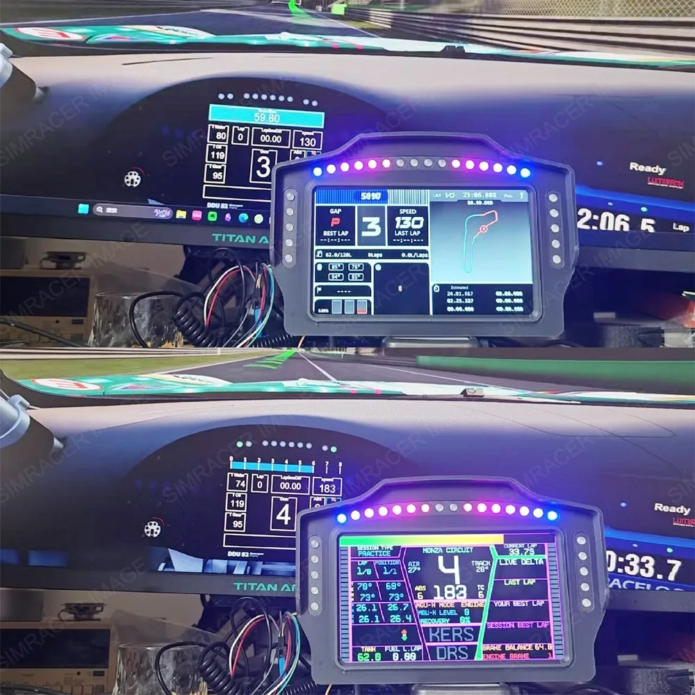 ألعاب USB Simracing 7 بوصة لوحة القيادة متعددة الوظائف عرض سرعة الأداة لملحقات MOZA Simagic FANATEC Logitech G29
