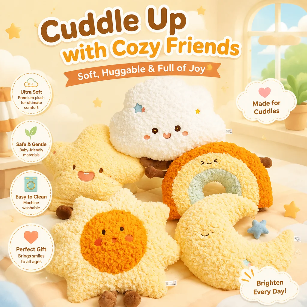 Almohada de Peluche Luna Serie Clima, Suave y Esponjosa, Decoración de Estrellas, Cojín para Respaldo de Sofá, Lindo Juguete de Peluche, Regalo para Mujeres, Decoración para el Hogar y Dormitorio