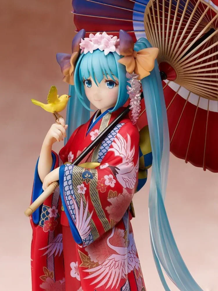 Hatsune Miku Anime parapluie Kimono plus fort Miku Figure fille Statue jouets Kawaii mignon modèle poupée ornement de bureau cadeau de noël