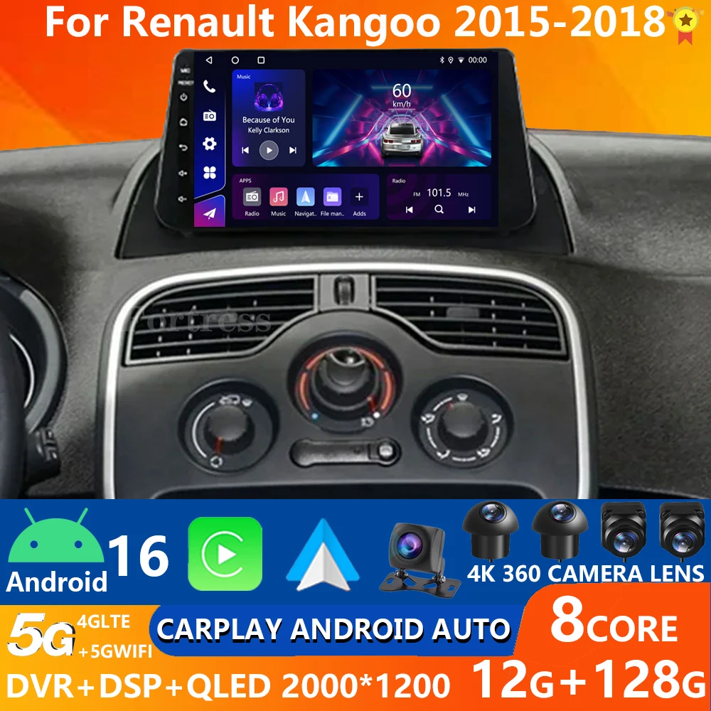 Для Renault Kangoo 2009 2012 2015 2016 2017 2018 Автомобильный радиоприемник Мультимедийный видеоплеер Навигация Android Стерео 2 din Плеер без DVD