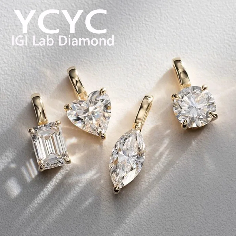 18K Yellow Gold 4Ct Lab Grown Diamond CVD HPHT DEF VS-VVS Only make Pendant  have not  chain Wedding &engagement  ﻿