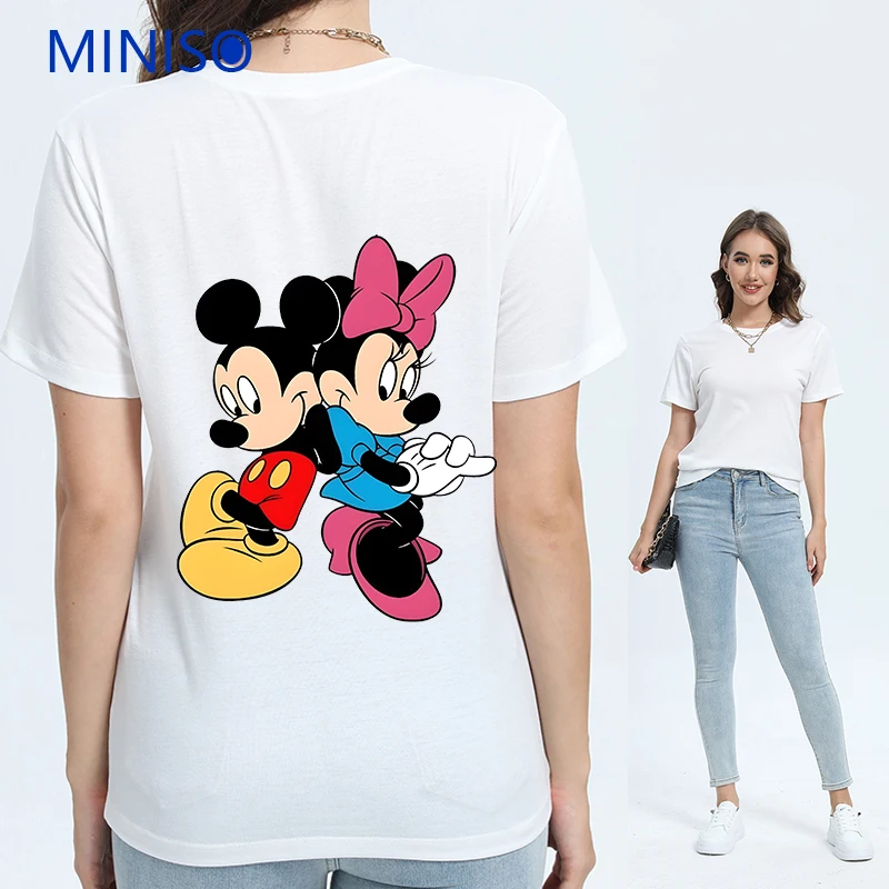 

Clothes Trends 2025 New Disney Mickey and Minnie Printed Cotton T-shirt for Couples Loose Top Clothing T-shirt Brands Summer