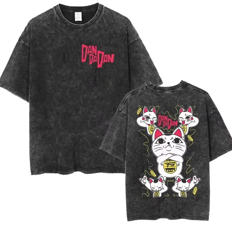 Anime dandadan okarun dan da dan gráfico vintage lavado t camisas das mulheres dos homens roupas moda camiseta plus size algodão casual camisetas