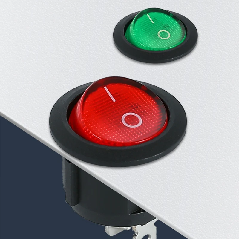 10pcs 15mm Diameter Small Round Boat Rocker Switches Power Switch  Black Mini Round Black White Red 2 Pin ON-OFF Rocker Switch