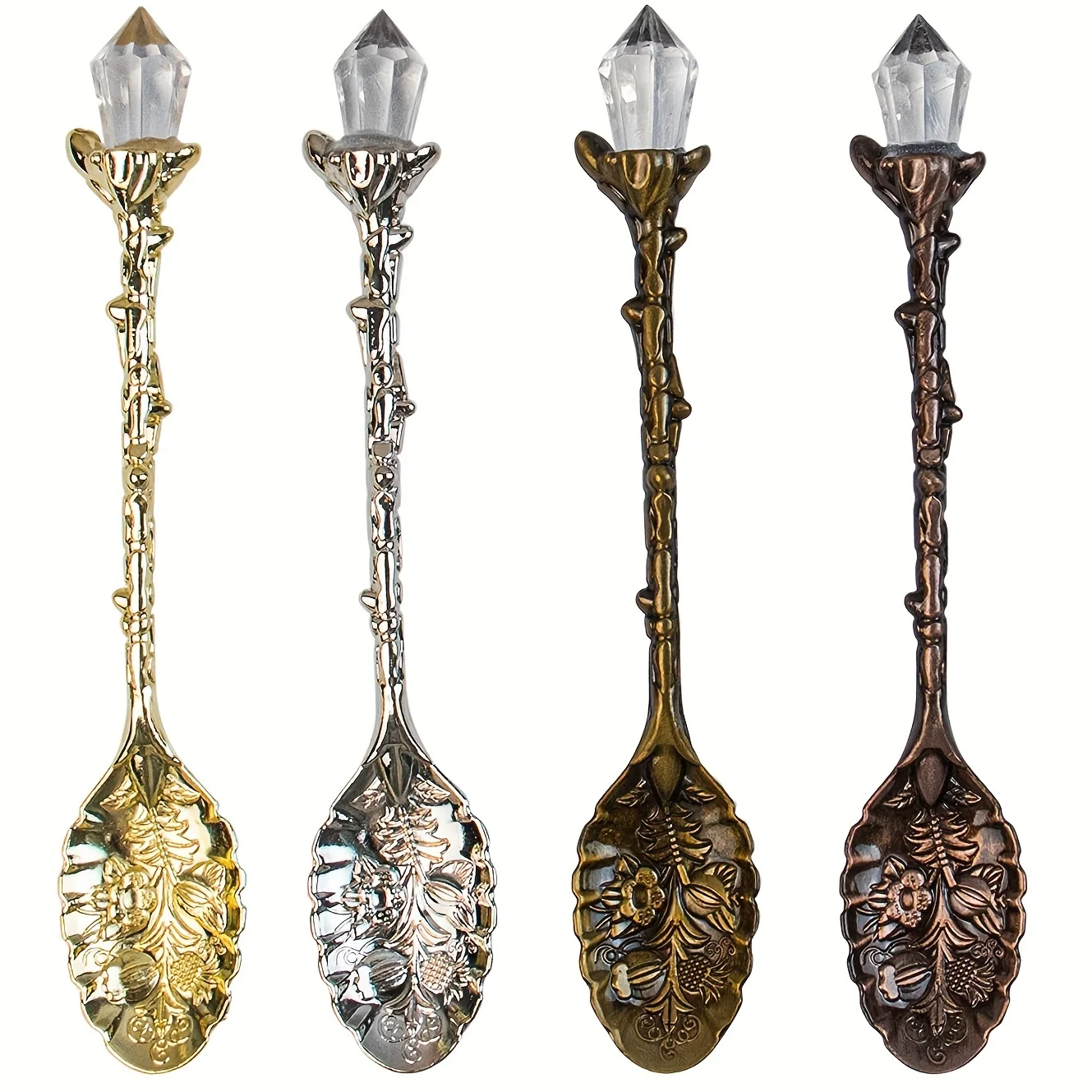 1/4PCS Vintage Carved Spoon Creative Royal Style Silver Gold Coffee Tea Dessert Spoon Tableware Kitchen Tool accessories