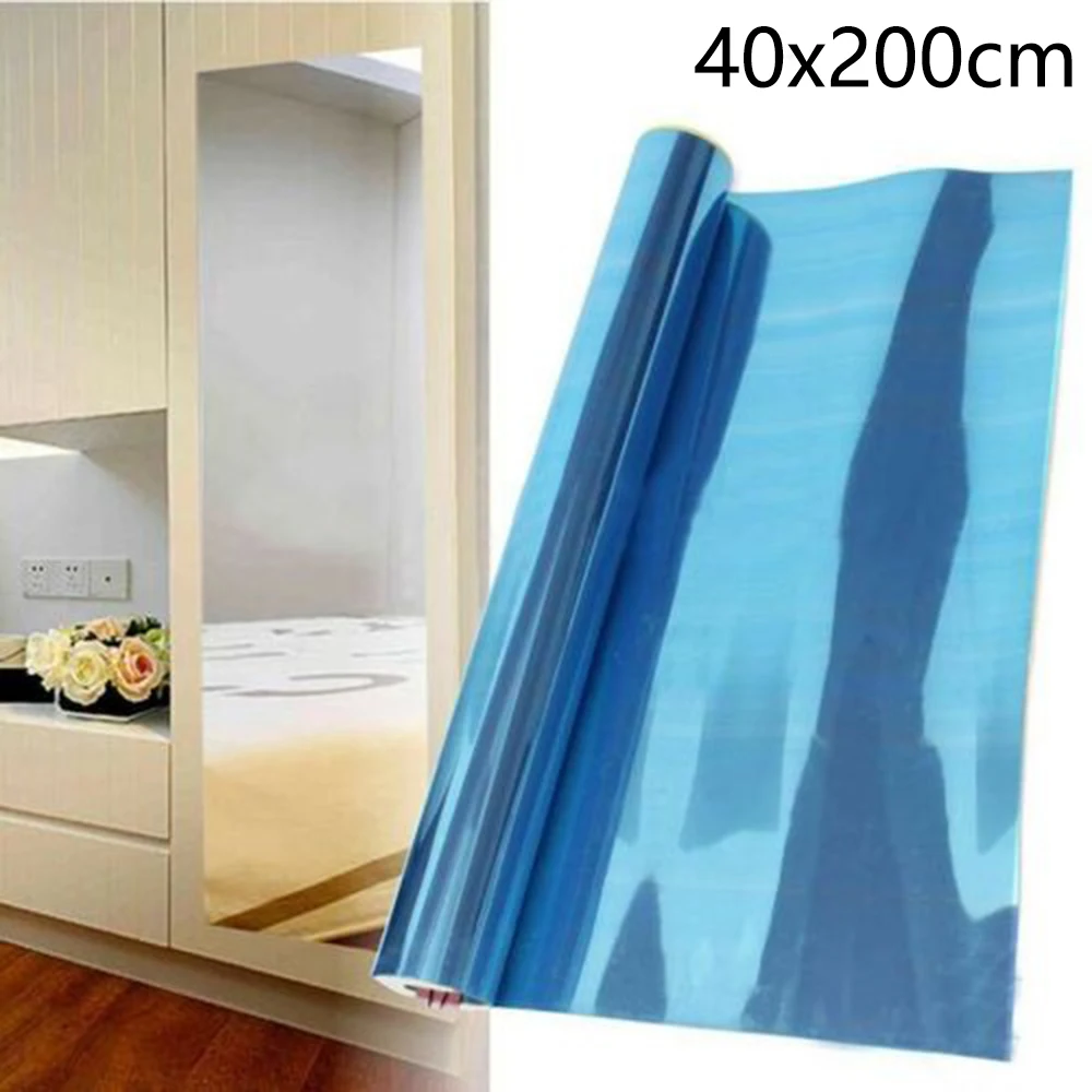 100/200cm Large Mirrors Wall Sticker Rectangle Self Adhesive Acrylic Mirror Tiles Stickers For Bedroom Bathroom Home Decoration