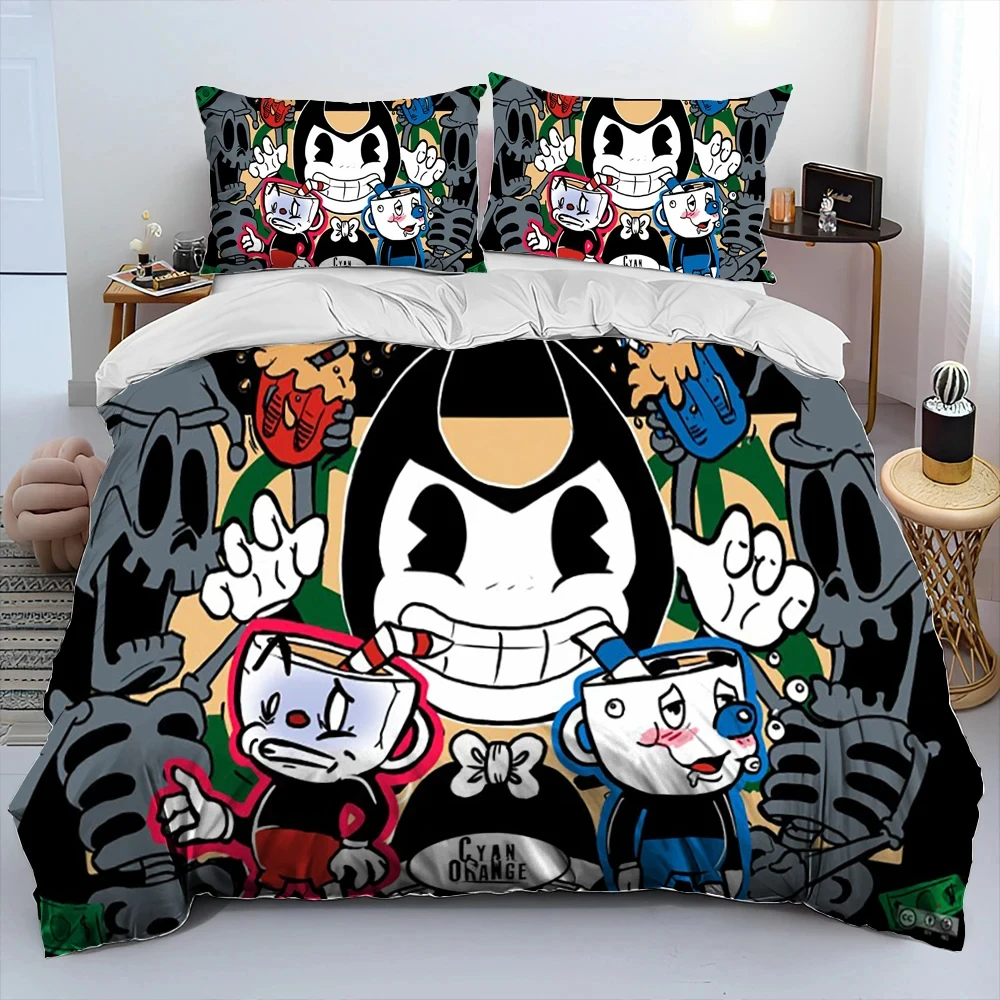 

3D Print Game Cuphead Mugman Bedding Set Duvet Cover Bed Set Quilt Cover Pillowcase Comforter king Queen Size Boys Adult