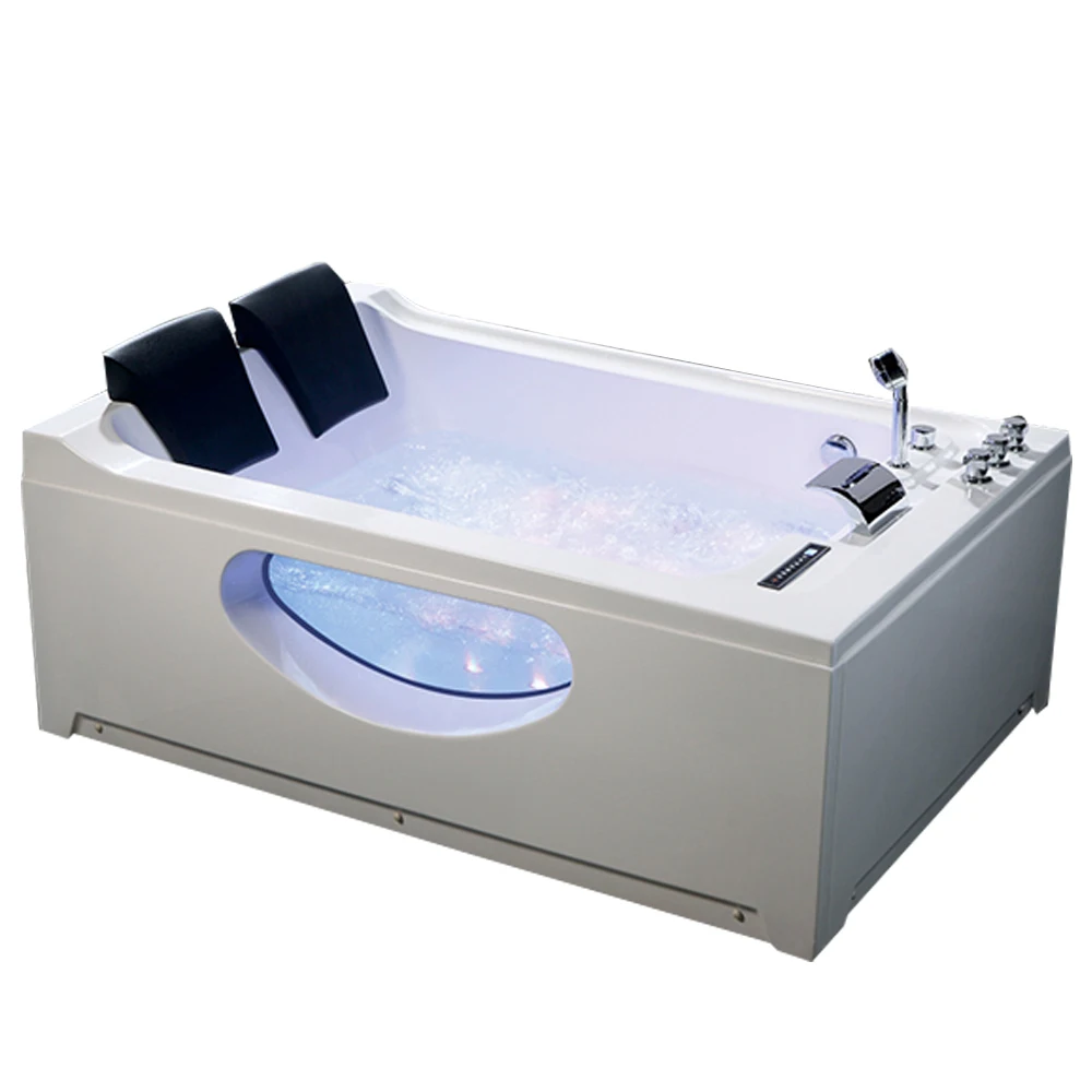 

&c Modern Luxury Indoor Double Whirlpool Acrylic Massage Bathtub White Hydromassage Rectangle Shape Apron Installation