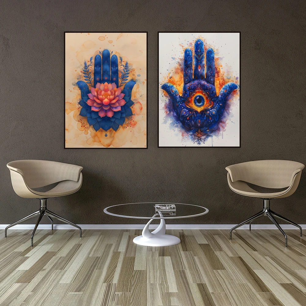 Evil eye poster, house protection, hamsa hand, good luck, protection painting, wall art, home decoration, new home gift idea