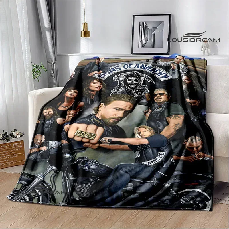 

Sons of Anarchy Retro Printing blanket Children Warm Blanket Flange Soft and Comfortable Blankets picnic blanket Birthday Gift