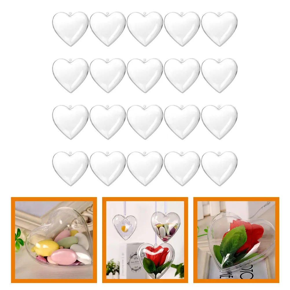 

20 шт. прозрачных пластиковых шаров-сердец для наполнения, прочные, для самостоятельного декорирования, для свадеб, вечеринок, рождественских украшений