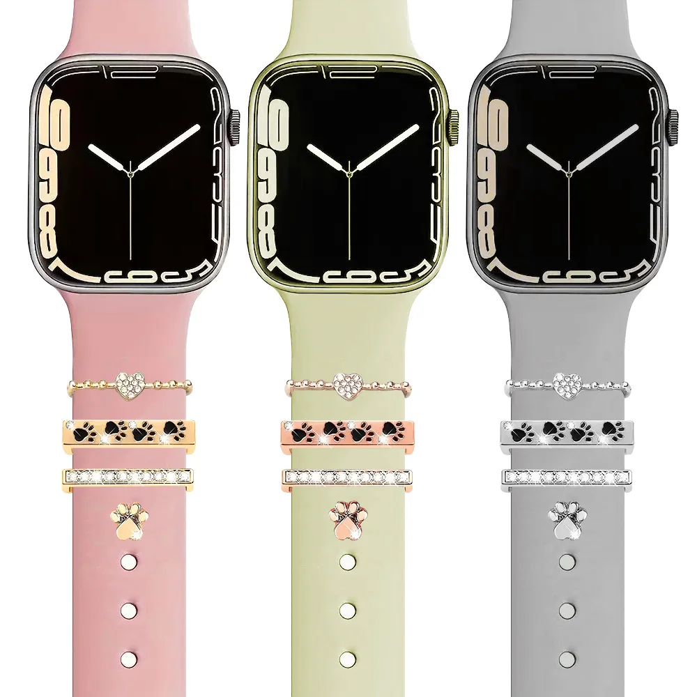 1 set of fashionable cat paw and heart-shaped design watchband accessories, suitable for iWatch 38mm, 40mm, 41mm, 44mm, 45mm