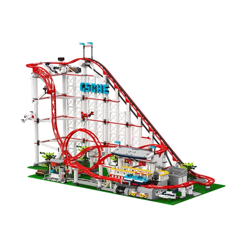 Yuxing Model King 3646Pcs Technic Roller Coaster Building Blocks Motorized Roller Coaster Model Set Versatile Street Scene Roller Coaster Amusement Park Remote Control Assembly Building Blocks Toy High Difficulty