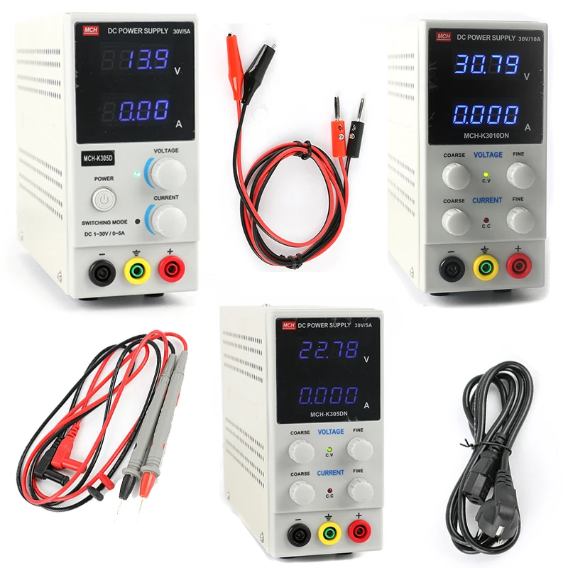 

MCH K3010DN K305DN K605DN Mini Laboratory Digital LED Adjustable Regulated Switching DC Power Supply 30V 60V 10A 5A 0.01V 0.001A