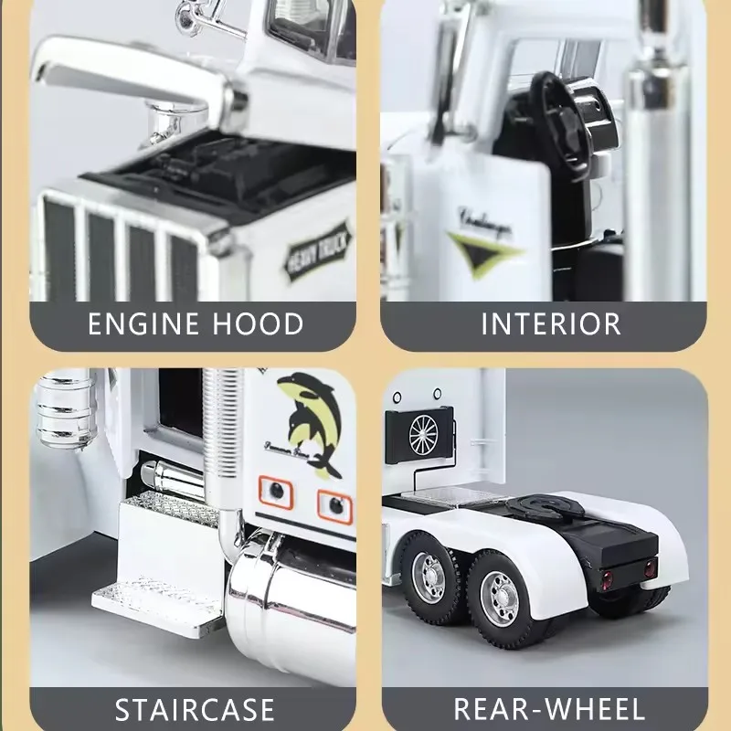 1:24 Large American tractor model Truck Toy Walking Alloy Die-cast Sound Light Vehicle Models simulation car model semi-trailer