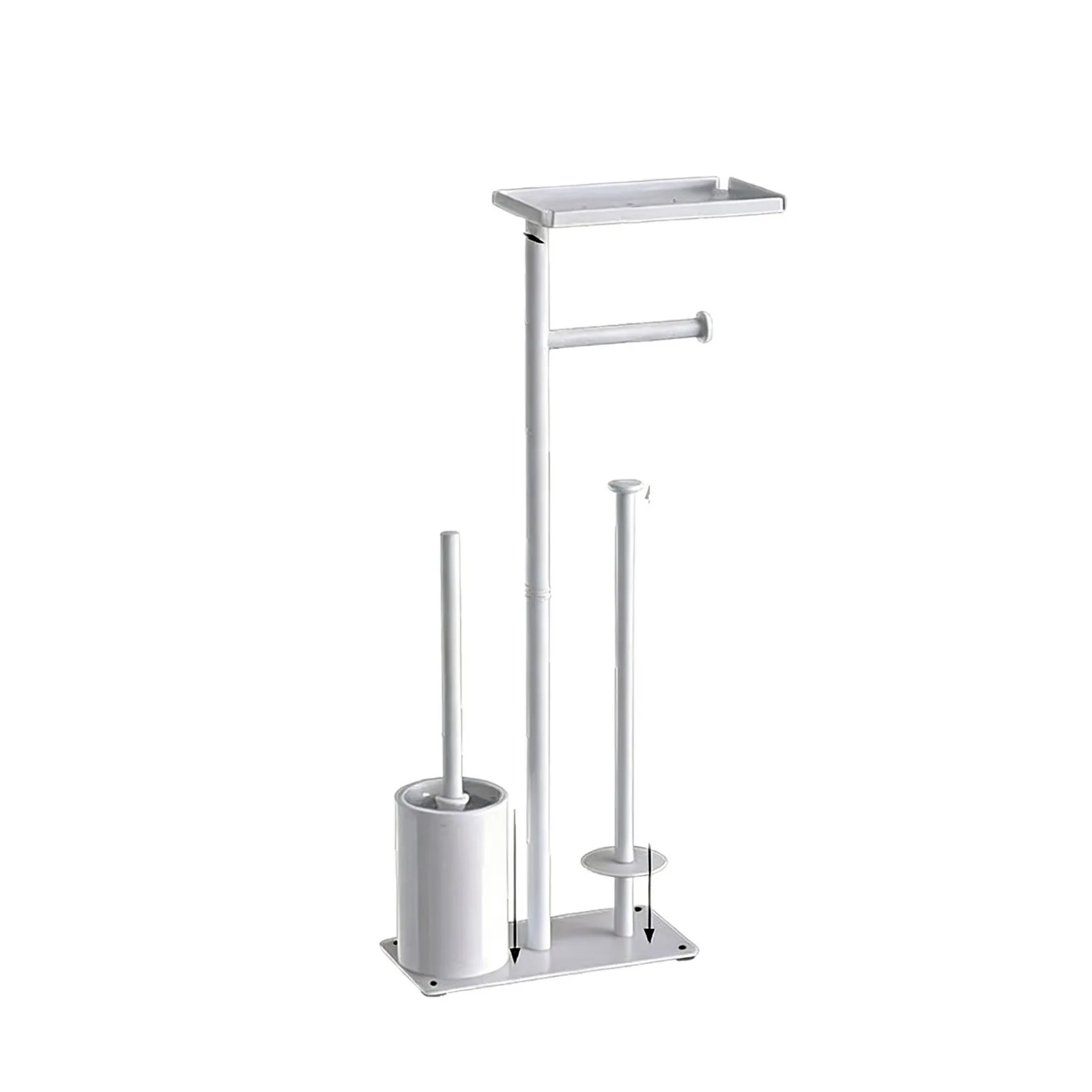 Floor-to-ceiling Toilet Brush Holder with Toilet Paper Holder Multifunctional Standing Tissue Holder Toilet