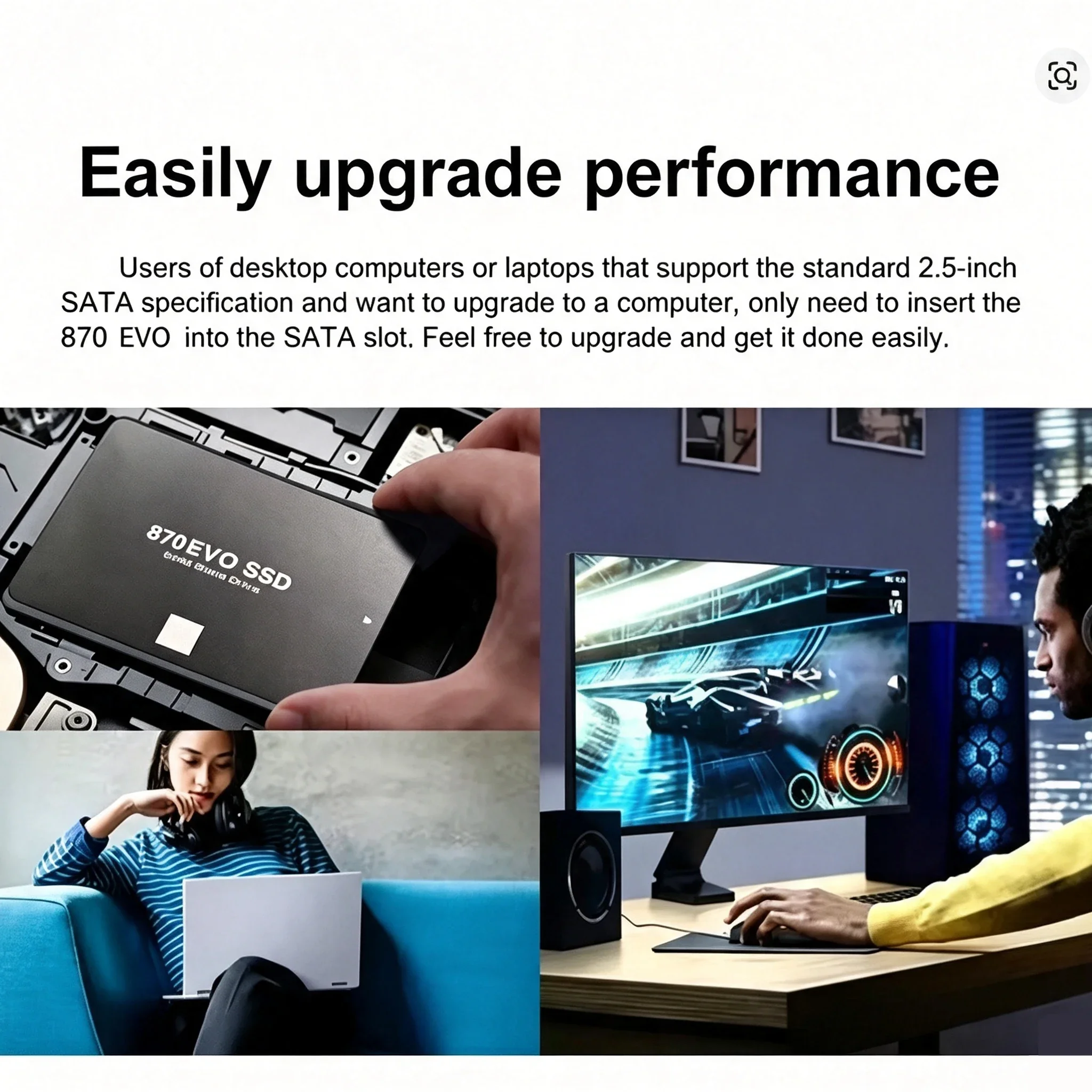 Fast and stable 870 EVO SSD 1TB 2TB 4TB, 2.5-inch SATA3 internal hard drive for laptops, microcomputers, and desktops