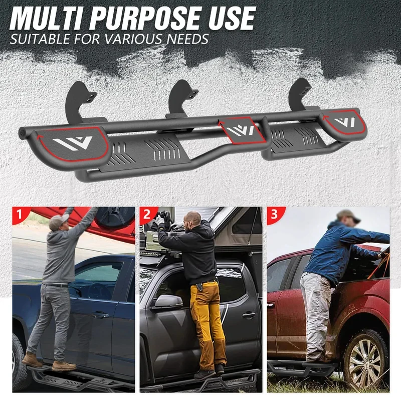 

Высококачественные боковые пороги с двумя ступеньками, крепление на болтах, подходят для пикапов Crew Cab 4 Full Doors 2005-2025 годов выпуска