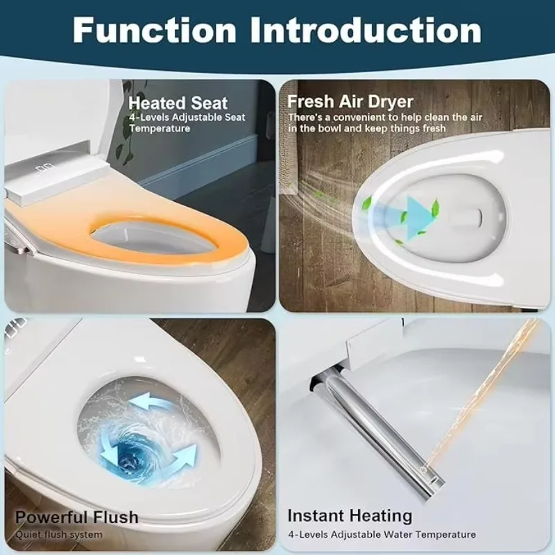 Premium Smart Full Dual Touch-Free Lid One-Touch Auto-Clean Ceramic Heated Seat Bidet Remote Included