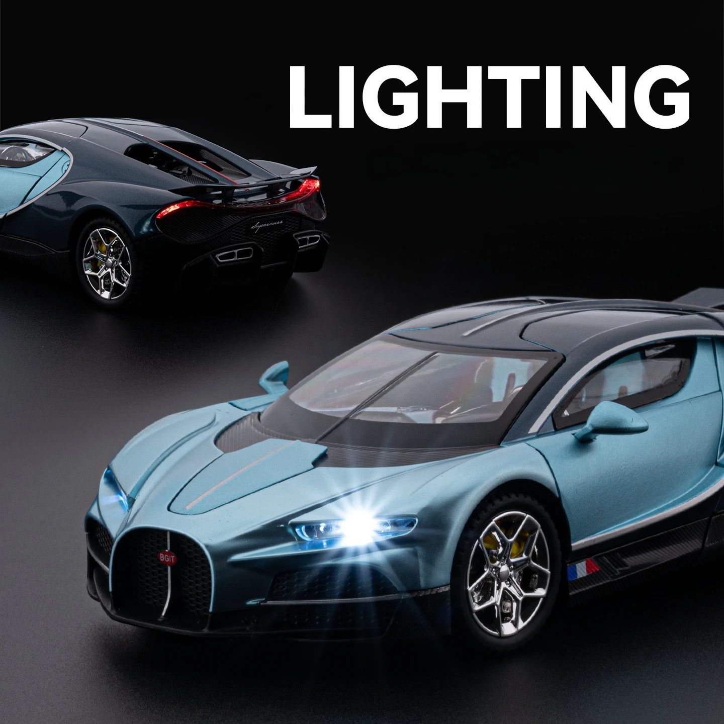 1:24 Tourbillon Supercar Diecast Alloy Luxury Car Model Sound Light Pull Back Car For Children Toys Gift