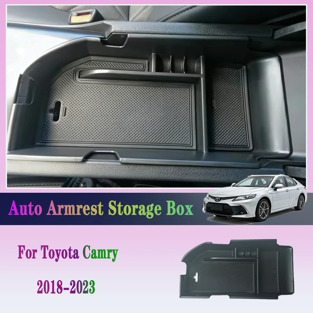 Para Toyota Camry XV70 2018-2023, modelo americano, bandeja de armazenamento para apoio de braço, organizador para a consola central, acessórios para 