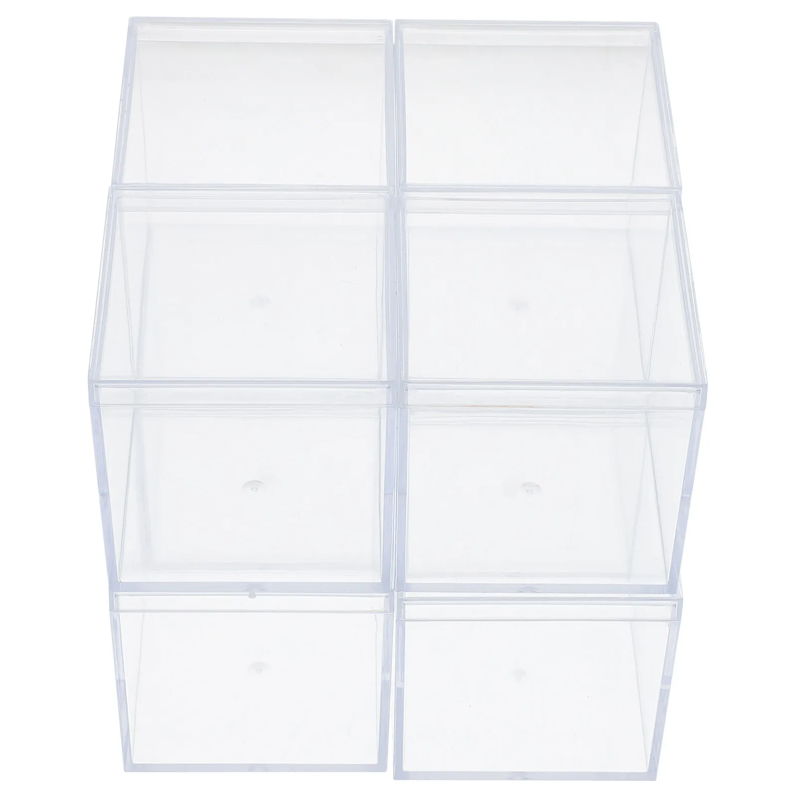 

8Pcs Elegant Clear Acrylic Cube Jewelry Storage Boxes Small Space Saving Transparent Square Containers for Lip Color