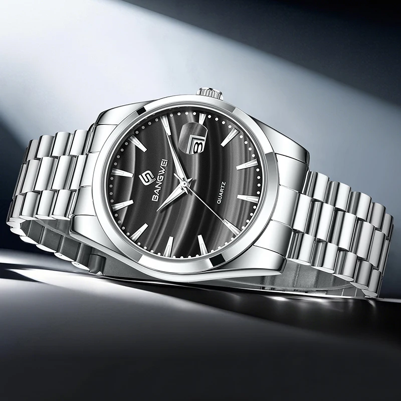 BANGWEI 2025 جديد فاخر ساعات كوارتز رجالية موضة عسكرية مقاوم للماء الرياضة تاريخ رجل ساعة اليد ساعة عمل عادية الرجال