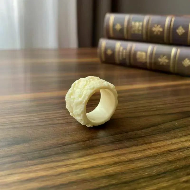 Ivory Fruit Like Carved Dragon Thumb Ring Exquisite: Details Daily Wear Collection Traditional Gifts