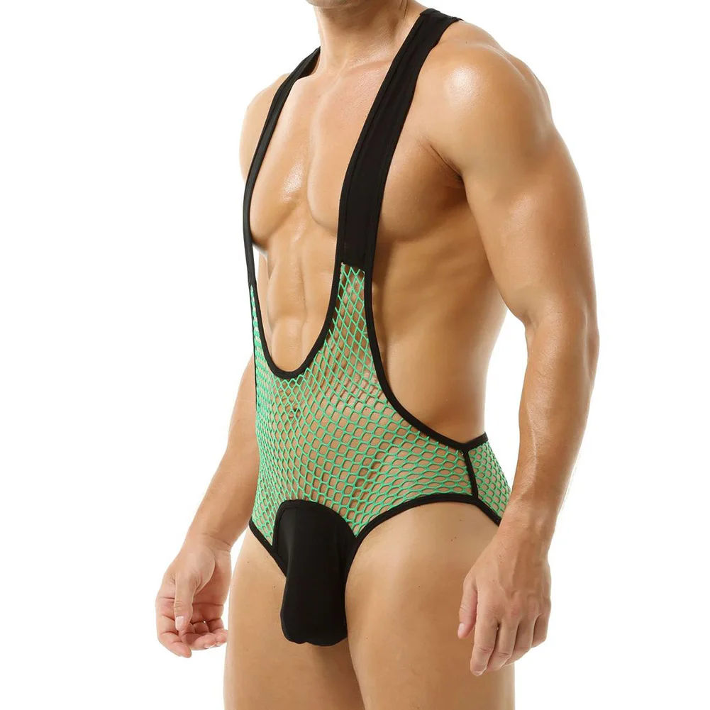 Mesh Underpants Men Jumpsuits Classic Theme Color Matching Comfortable Fabric Lightweight Material For Casual Wear