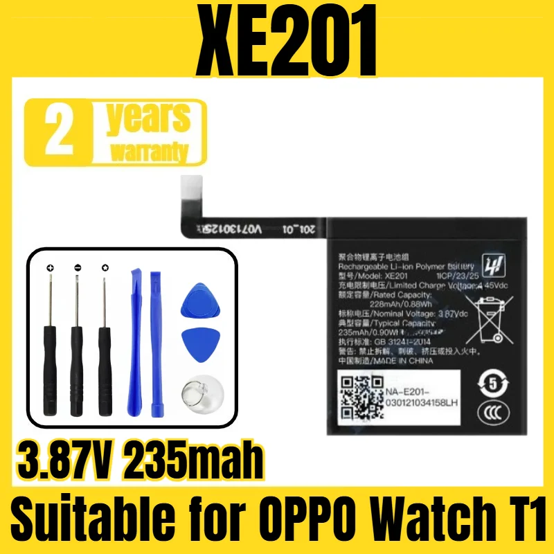 

XE201 smart watch battery, suitable for OPPO Watch T1 battery with new large capacity, free tool 3.87V 235mah