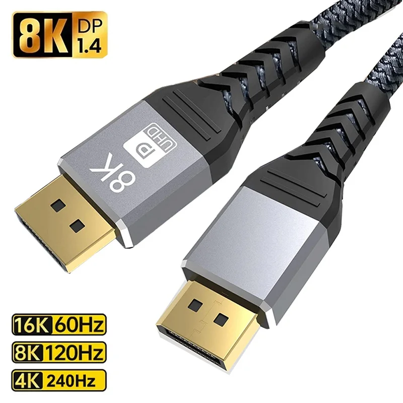 HDR Video Audio Displayport Cable 1.4 8K@60Hz DP Cable 4K@144HZ 1080P@240HZ For Laptops TV Xbox Projector Computer Monitor Games