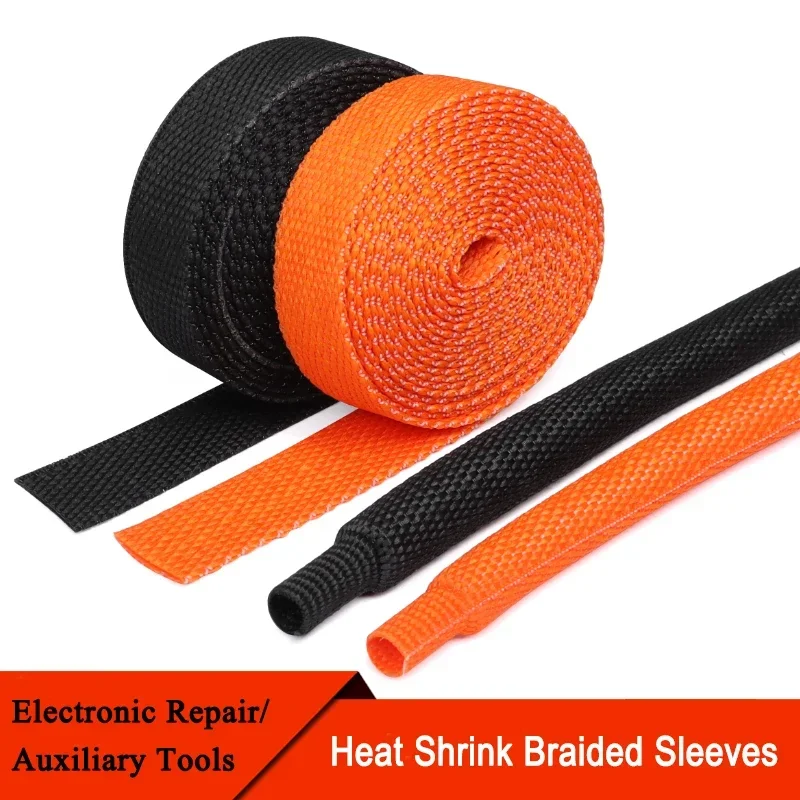 

1~10m Heat Shrink Braided Cable Sleeve 6/8/10/12mm Insulation Flam Retardant PET Auto Line Organizer Wire Wrap Sheath Protection