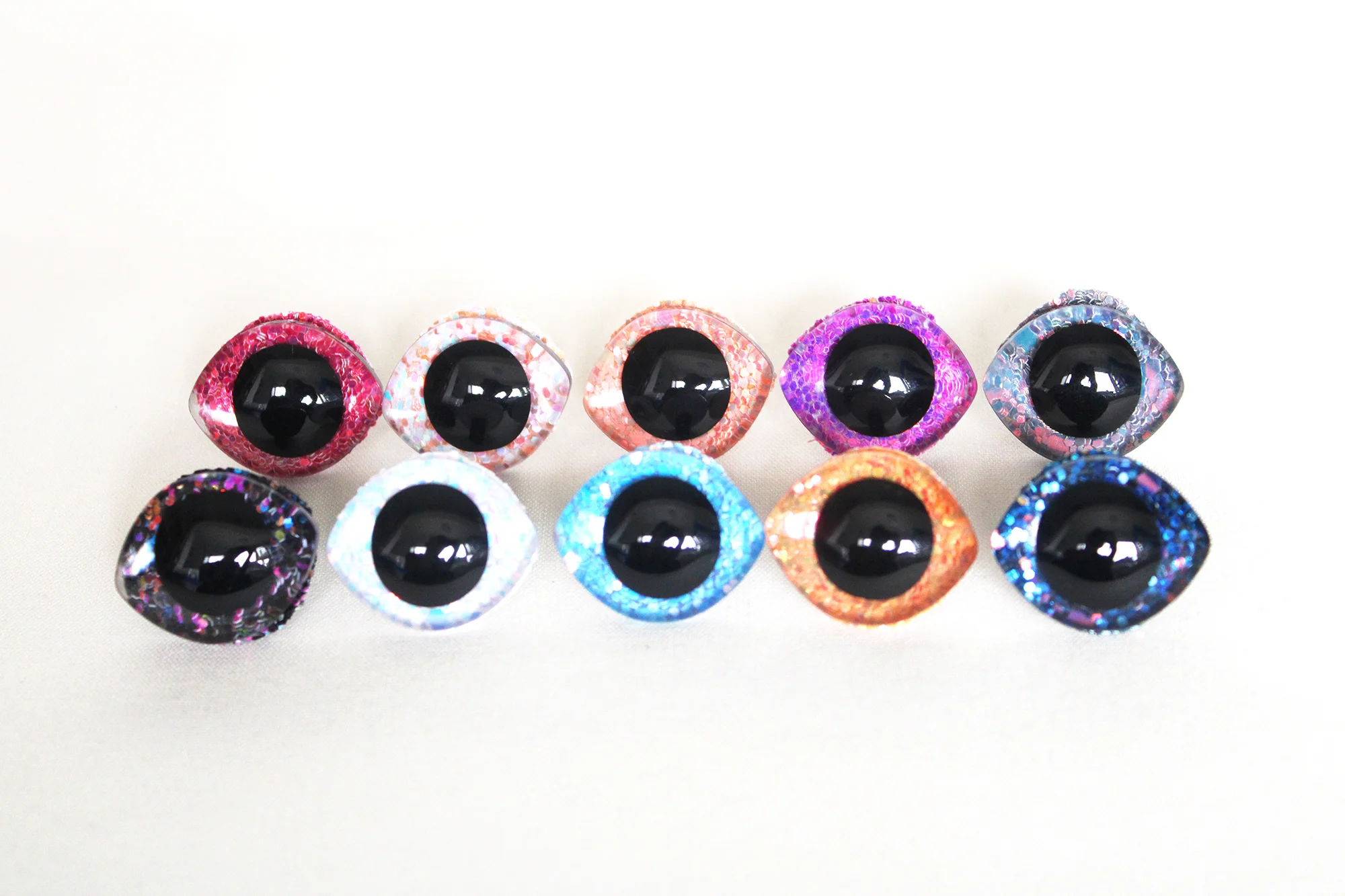 

new 23mm 28mm Oval 3D Glitter clear safety toy eyes with washers for diy plush doll eyeball --T10