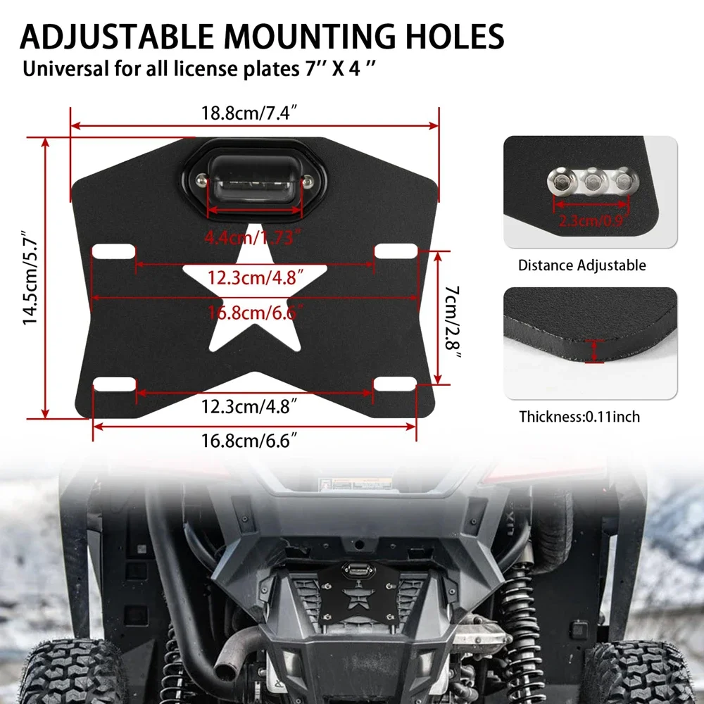 

Универсальный кронштейн для номерного знака ATV UTV со светодиодной подсветкой, рамка для Polaris для Can-Am Для серии Kawasaki