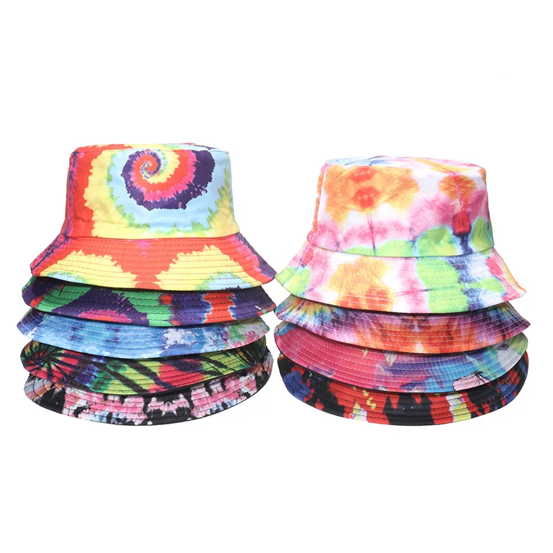 

2023 New 3D Color Printing Bucket Hats Unisex European and American Basin Caps Women Tie Dye Fashion Panama