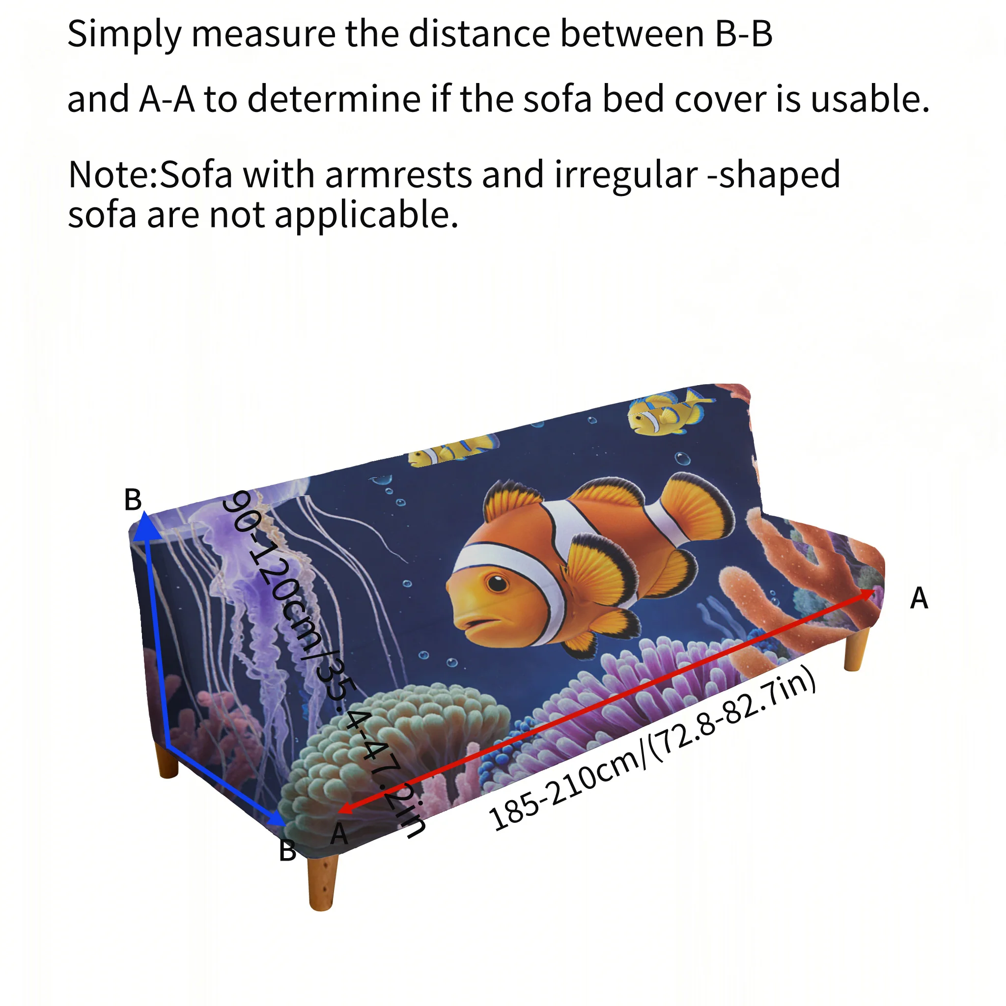 Cartoon clown fish sofa bedspread, elastic armless sofa cover, dustproof and non-slip furniture protector